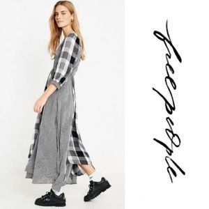Free People Old Friends Midi Dress Black and White Plaid Size XS